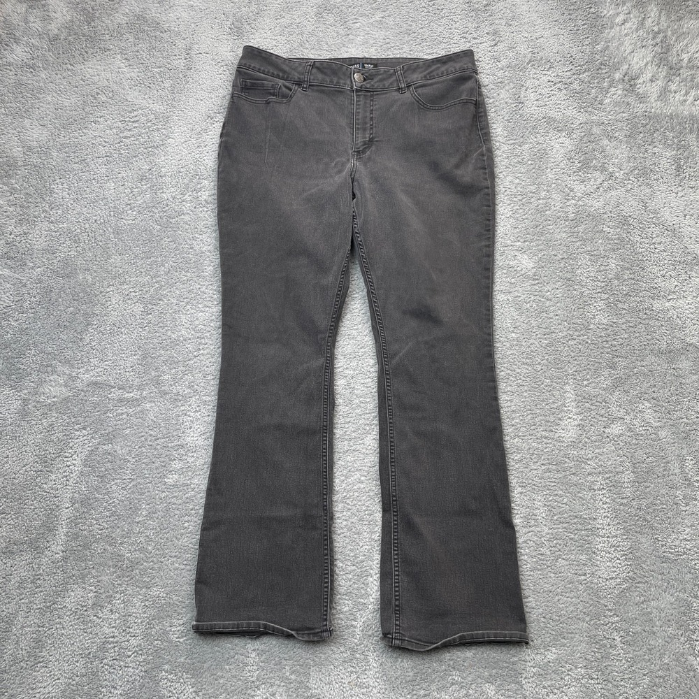 Lee Jeans Womens 16M Gray Riders Slender Stretch Bootcut Leg Mid Rise Logo Denim